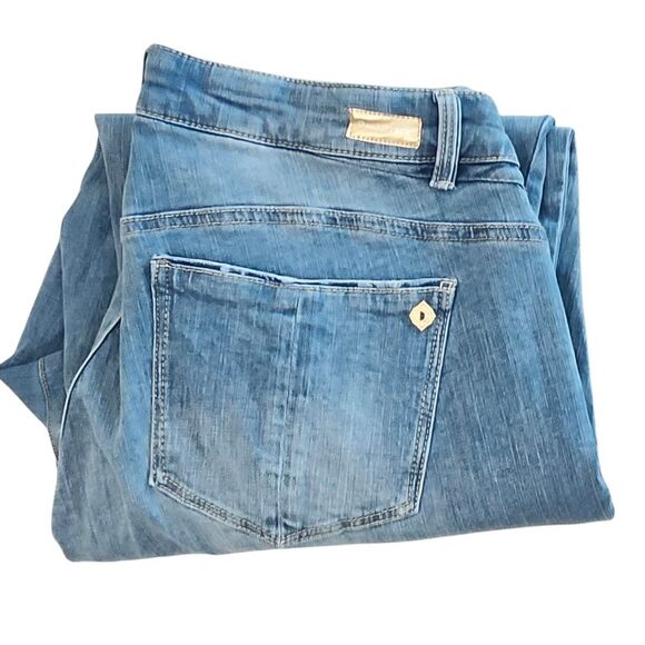 DEMOCRACY Blue Light Wash Ab Solution High Rise Straight Denim Jeans 18Wx27 - Picture 3 of 11